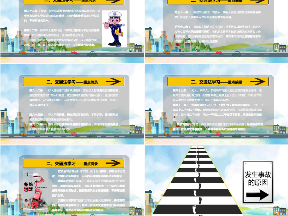 黑街道背景交通安全教育ppt模板 黑街道背景交通安全教育ppt模板