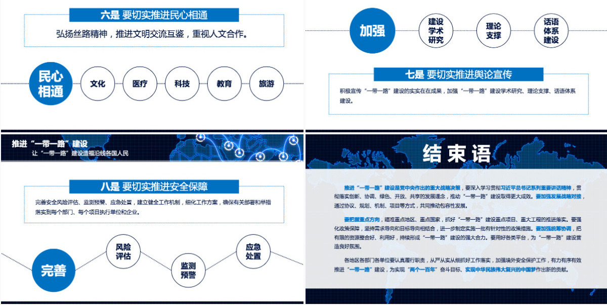 原创推进一带一路建设PPT模板战略地图版图