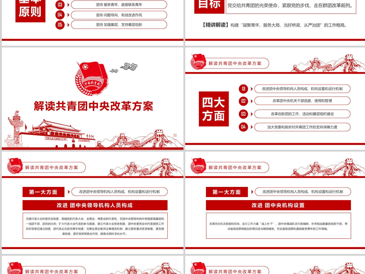 共青团中央改革方案学习教育党课PPT模板 共青团中央改革方案学习教育党课PPT模板