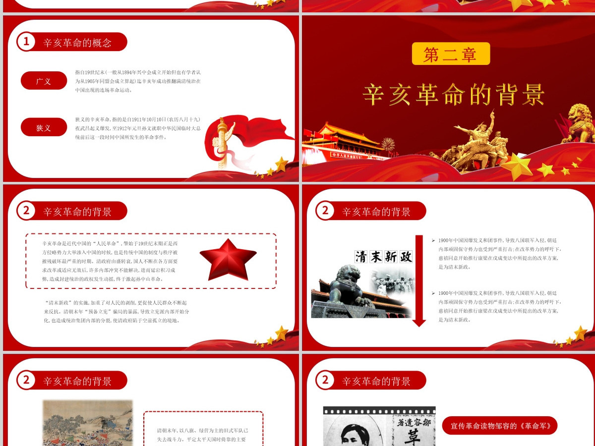 原创红色大气辛亥革命纪念日学习辛亥革命历史ppt模板-版权可商用