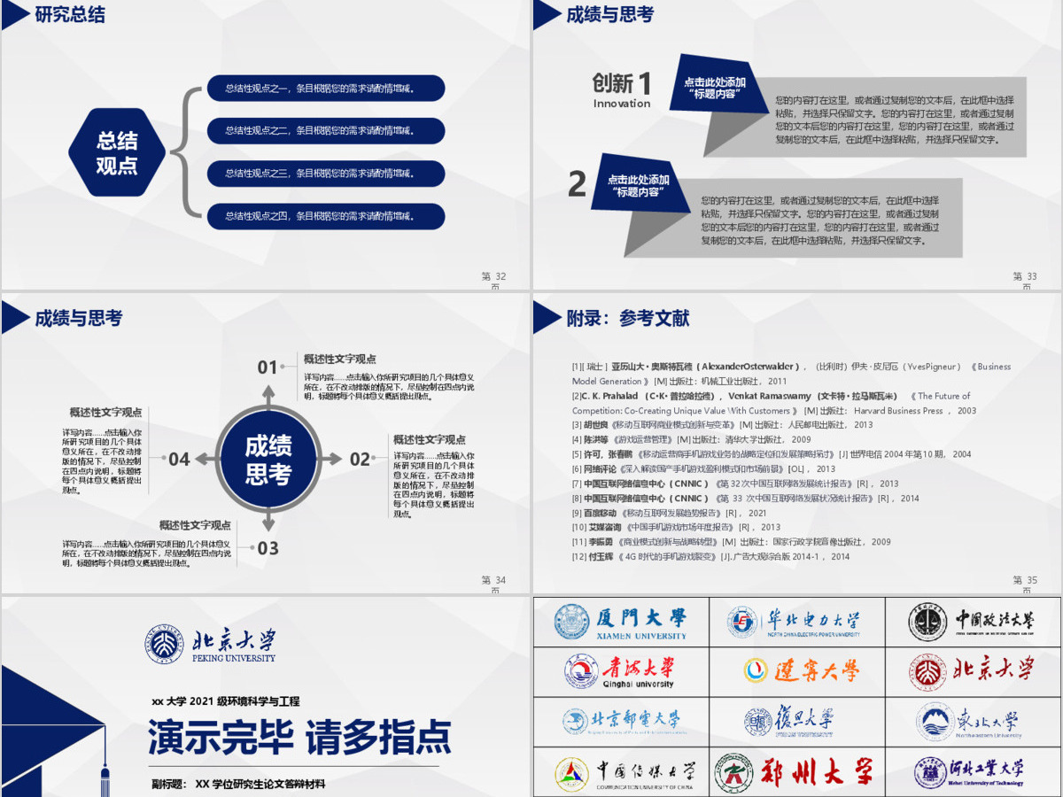简洁实用型开题报告毕业论文答辩PPT模板幻灯片
