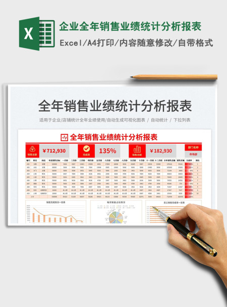 2021企业全年销售业绩统计分析报表免费下载