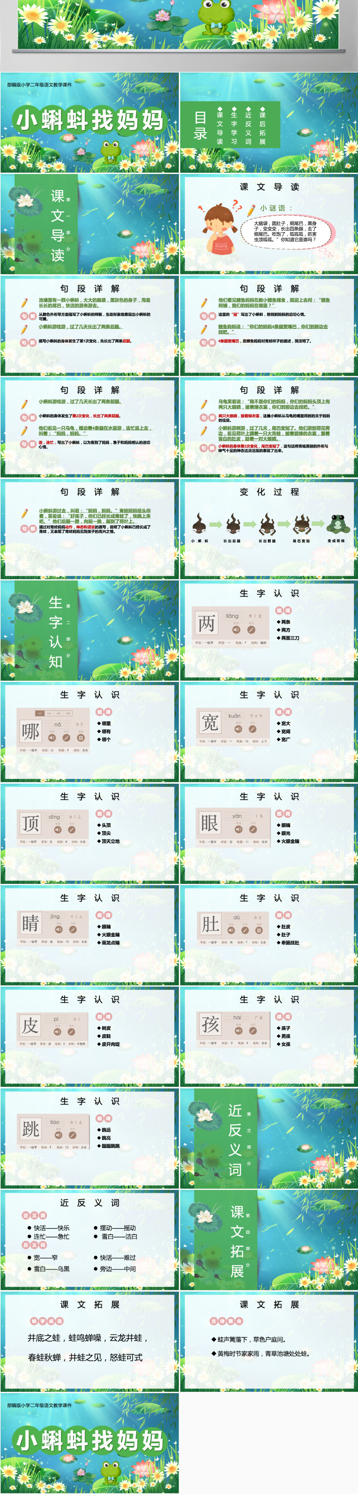 2022小蝌蚪找妈妈卡通可爱课文第1课小学二年级语文上册人教版教学课件PPT
