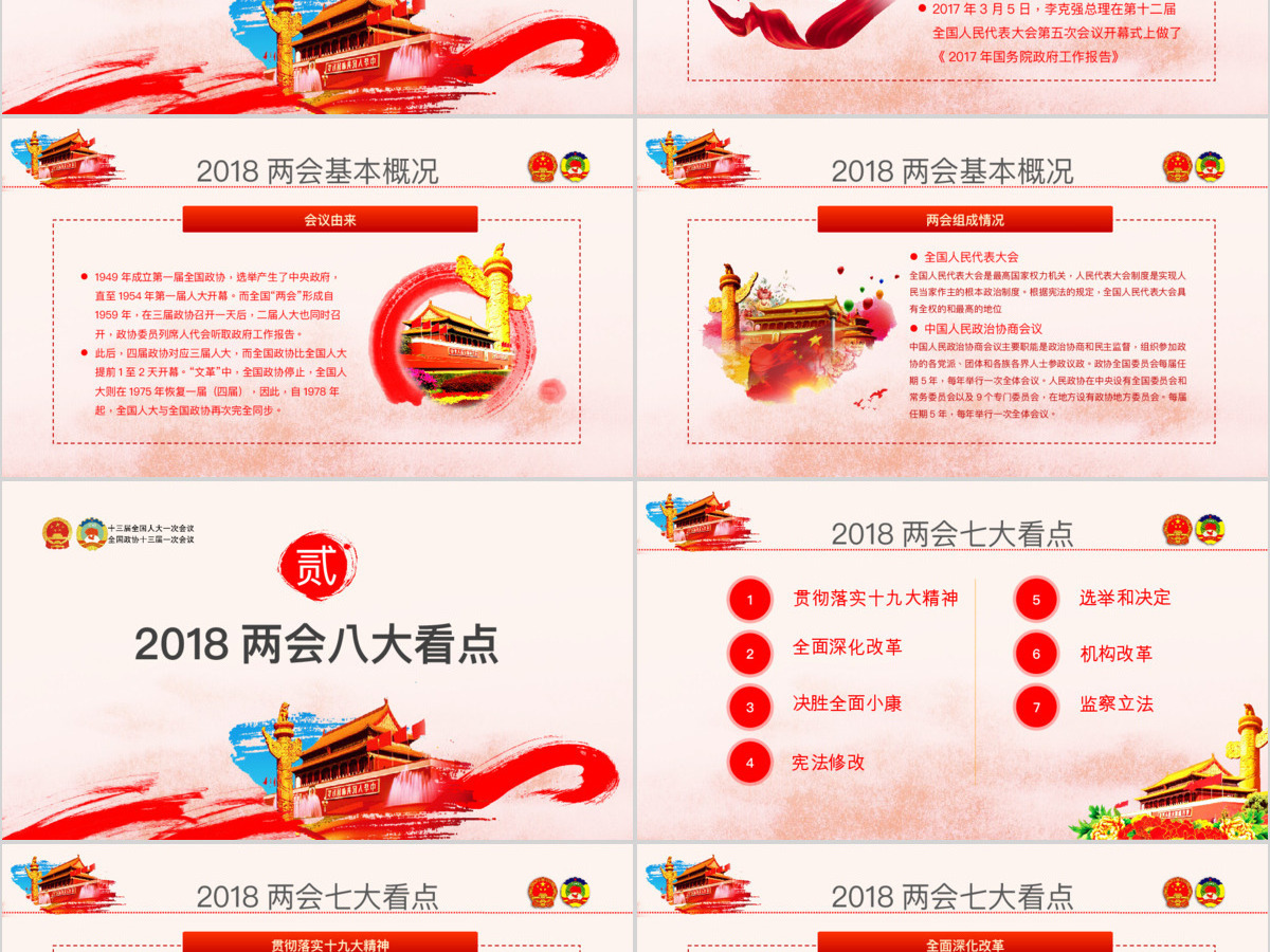 创新中国风聚焦两会关注民生贯彻落实政协政府工作报告精神党建党课ppt