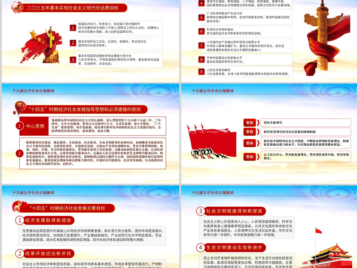 红色动态学习贯彻党的十九届五中全会精神党课PPT