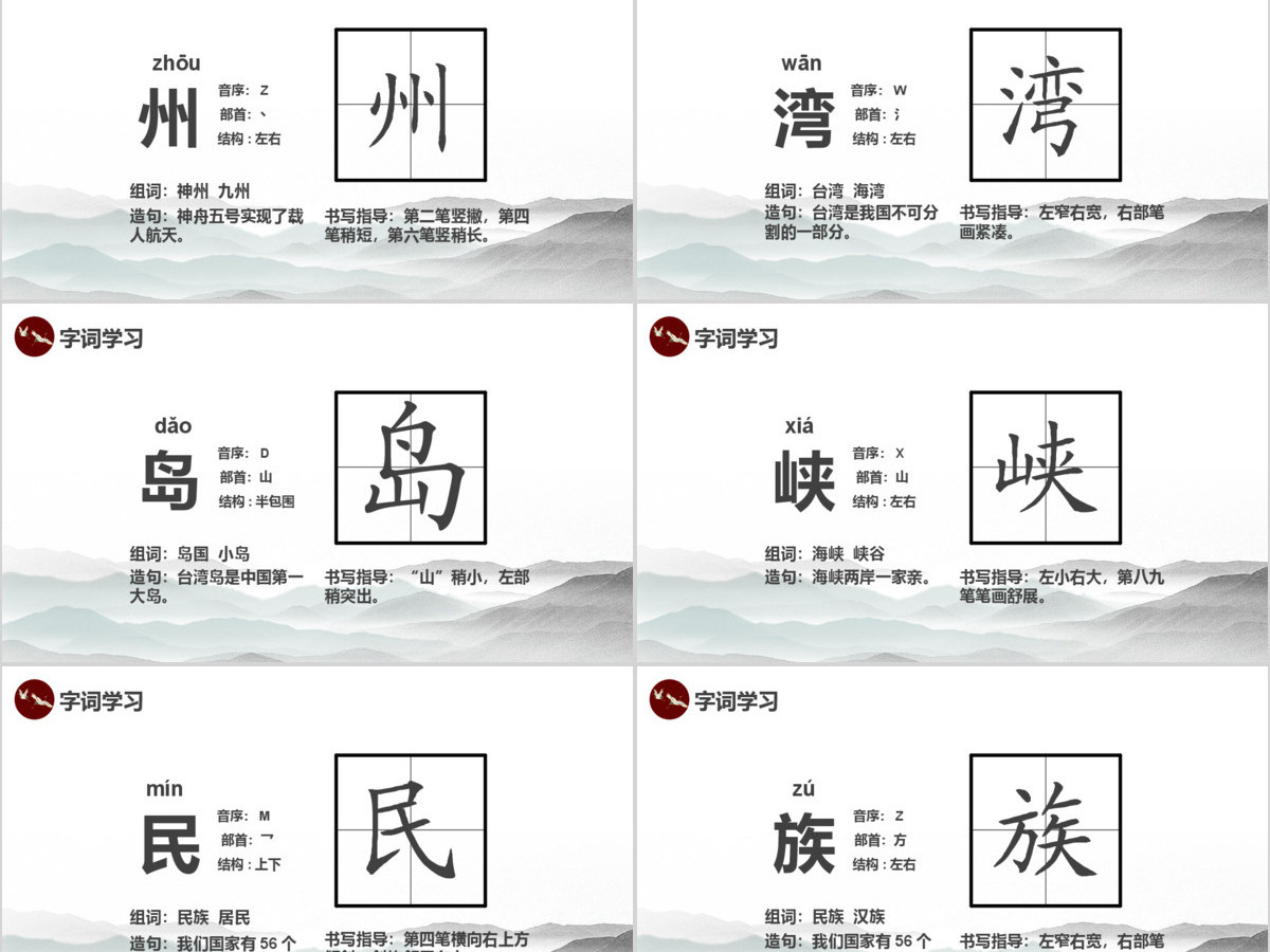 创意中国风神州谣语文课件PPT模版