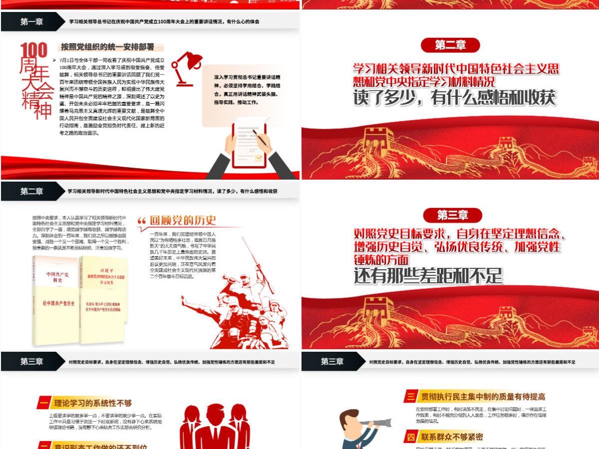 2021党员干部党史学习教育专题组织生活会检视剖析材料PPT-含讲稿