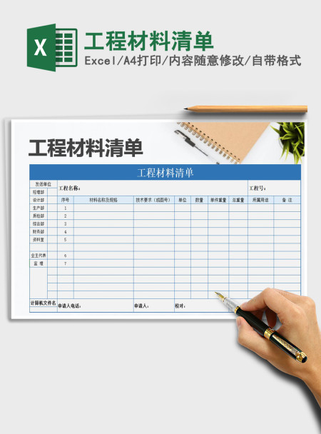 2021年工程材料清单