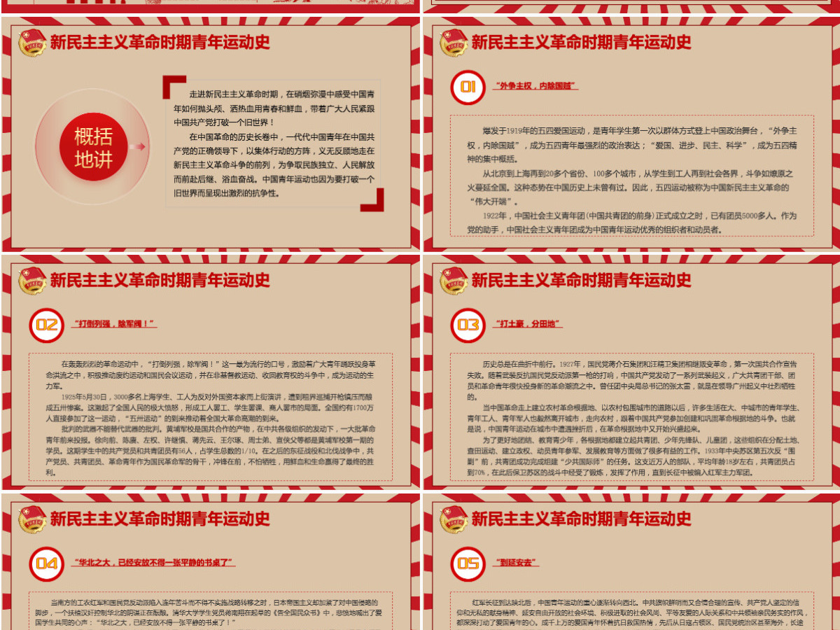 中国青年运动史红色复古风建团百年青春向党弘扬五四精神挥洒热血青春专题团课PPT-含讲稿