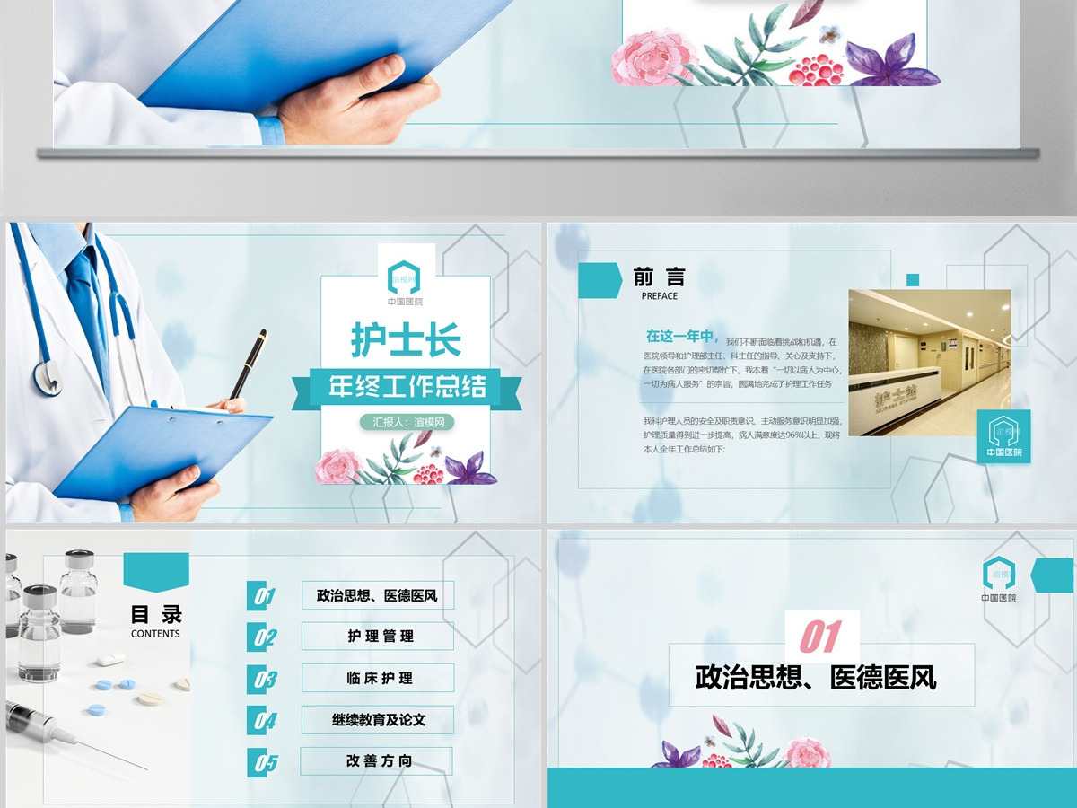 2023年医院护士长年终工作总结汇报医德医风总结PPT