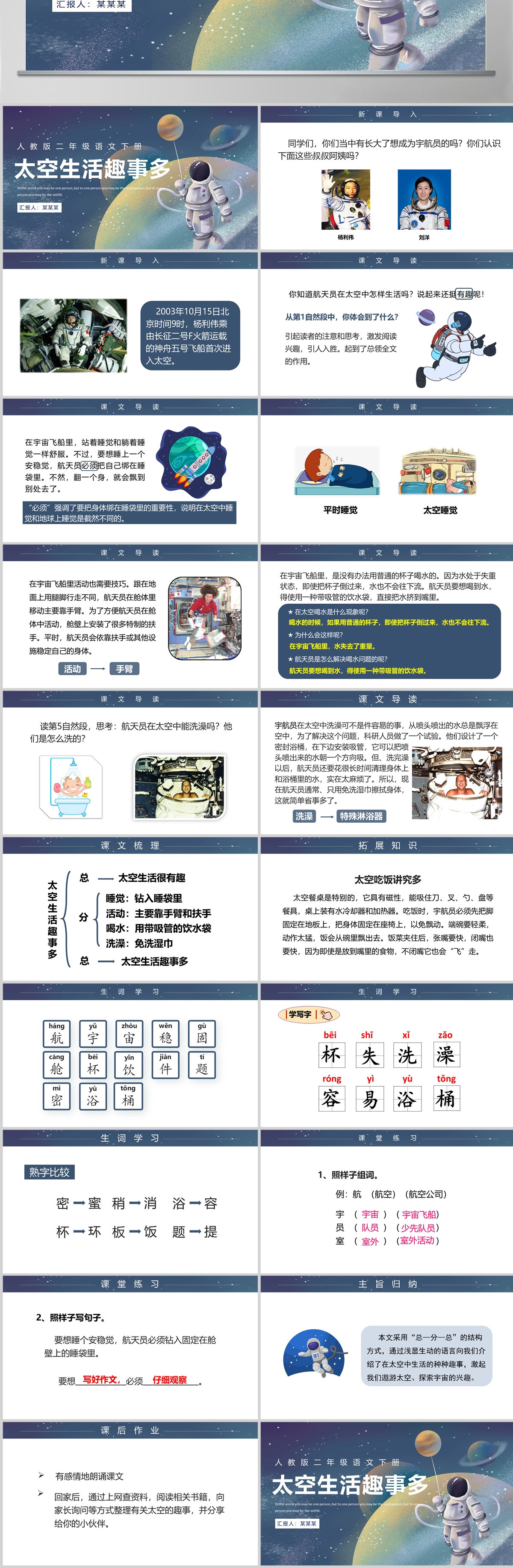 人教版二年级下册语文《太空趣事多》课件PPT--含讲稿