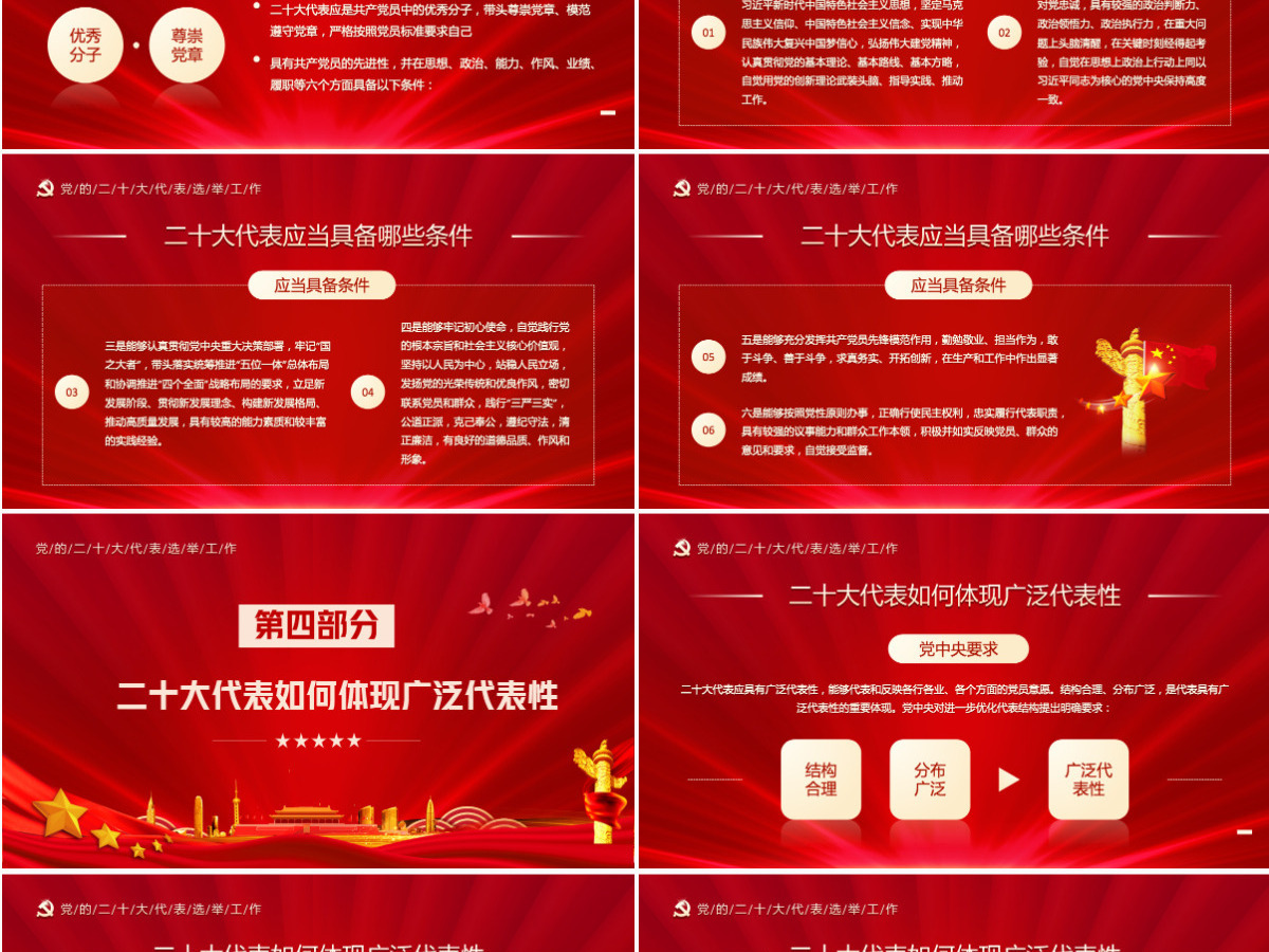 二十大代表怎么选红色简约风中共中央《关于党的二十大代表选举工作的通知》专题党课课件PPT-含讲稿