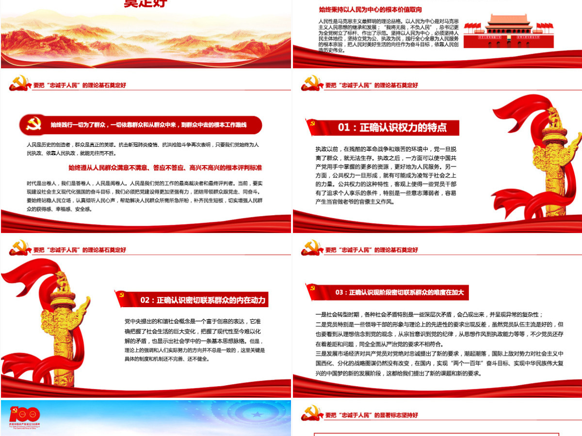 江山就是人民人民就是江山PPT红色2021建党100周年专题辅导党课课件-含讲稿