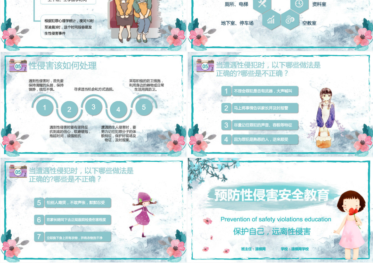 绿色水彩未成年性侵害预防类性侵害预防安全教育PPT模版