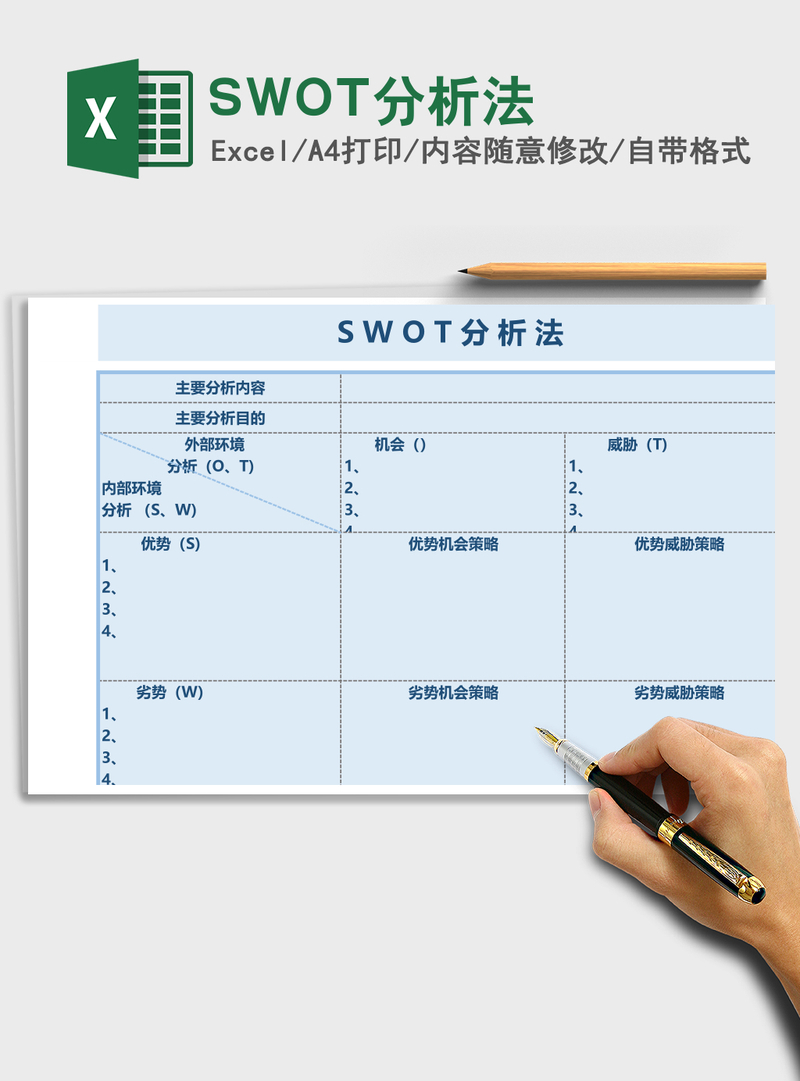 SWOT分析法Excel表格 SWOT分析法Excel表格