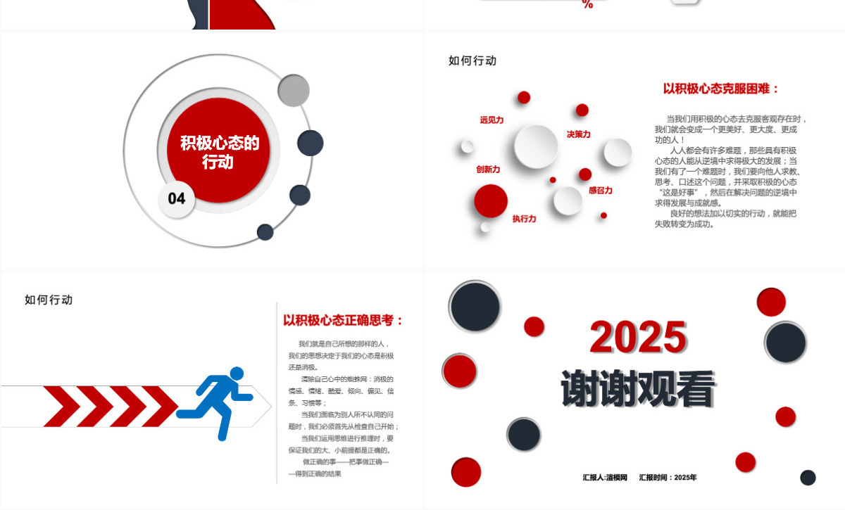 红色蓝色员工心态沟通培训知识简约大气通用PPT模板PPT