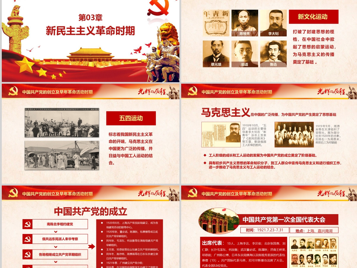 中国共产党建党PPT模板--含讲稿