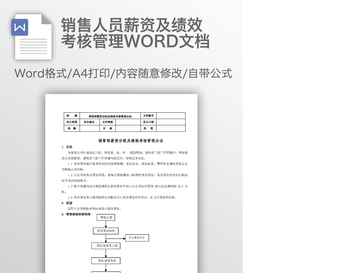 销售人员薪资及绩效考核管理WORD文档