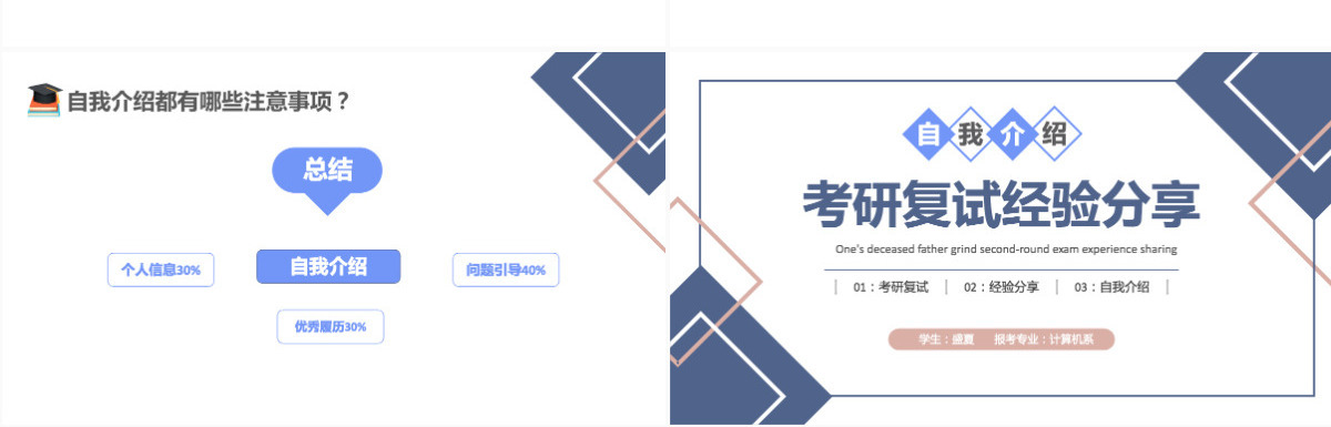 2022考研复试经验分享蓝色卡通风考研经验分享会课件模板PPT