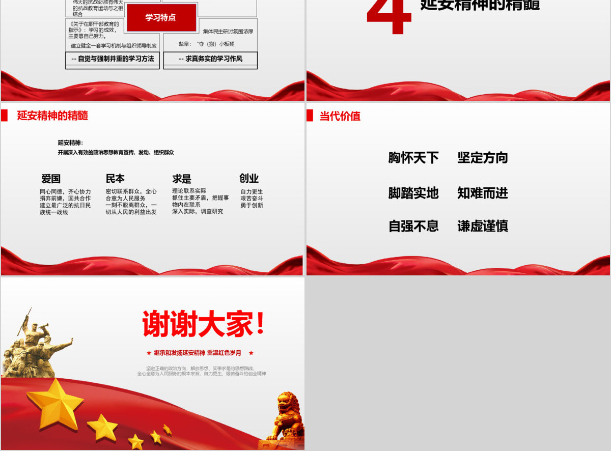 延安精神微党课PPT模板