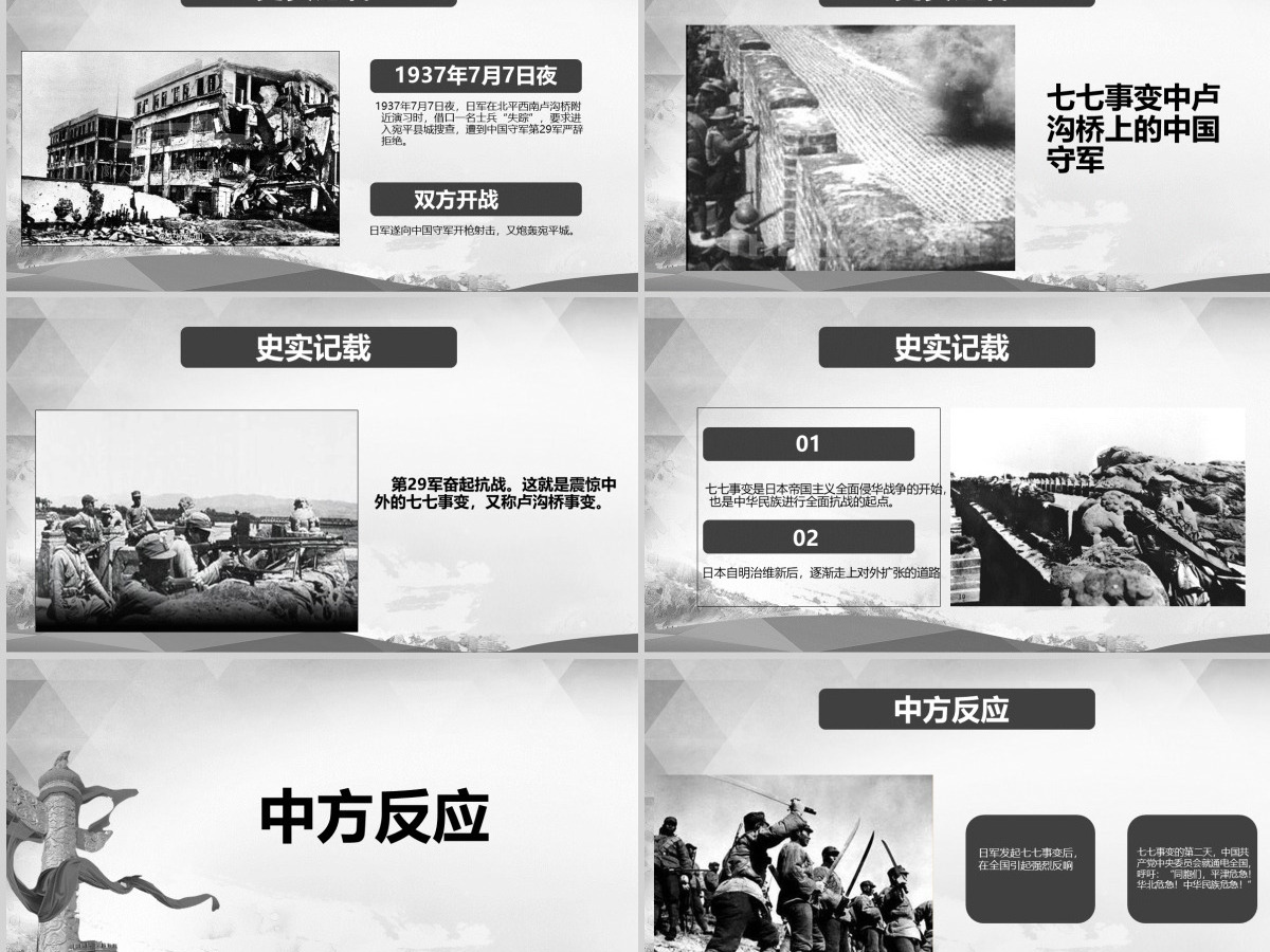 原创卢沟桥事变七七事变抗战胜利PPT模板-版权可商用