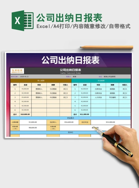2021年公司出纳日报表 2021年公司出纳日报表
