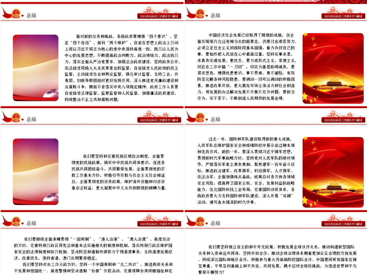 红色2021全国全国两会政府工作报告全文学习PPT模板-含讲稿 红色2021全国全国两会政府工作报告全文学习PPT模板-含讲稿