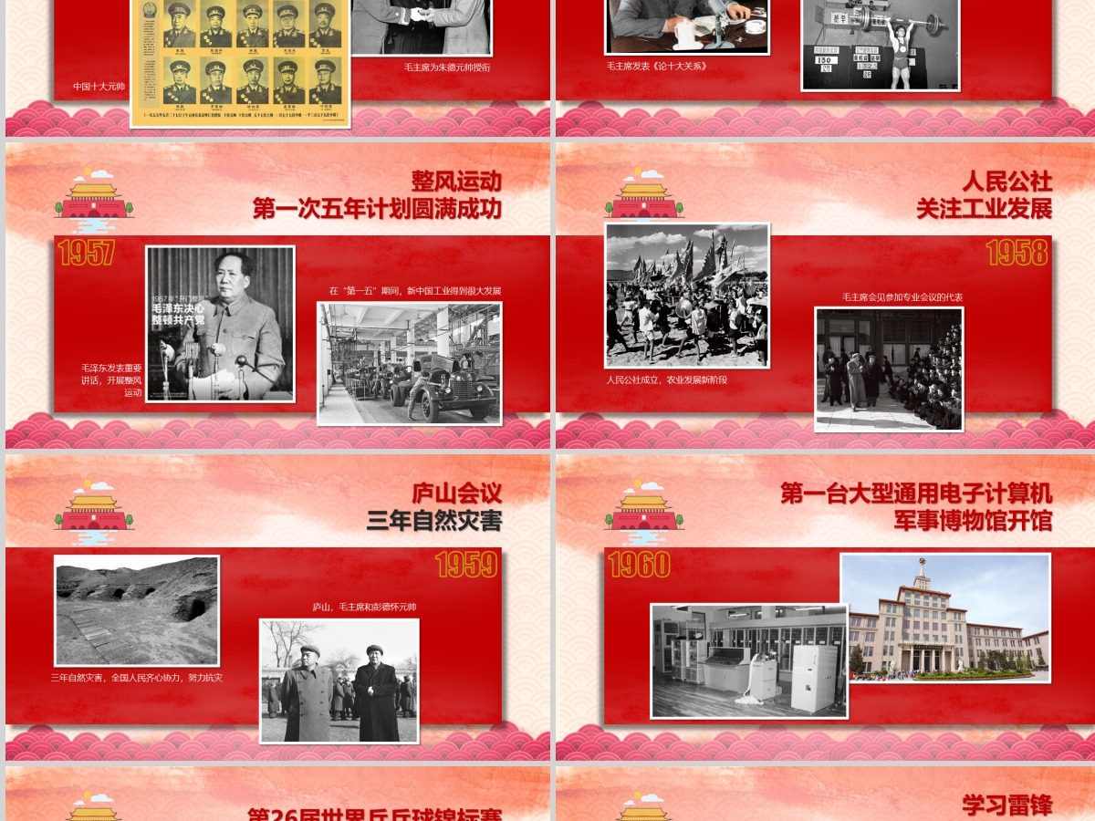 国庆建国72周年大事记光辉历程PPT模板