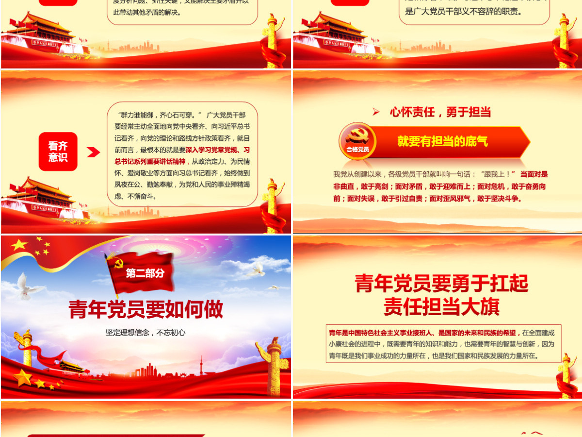 心怀责任勇于担当喜迎十九大党员党课PPT-含讲稿