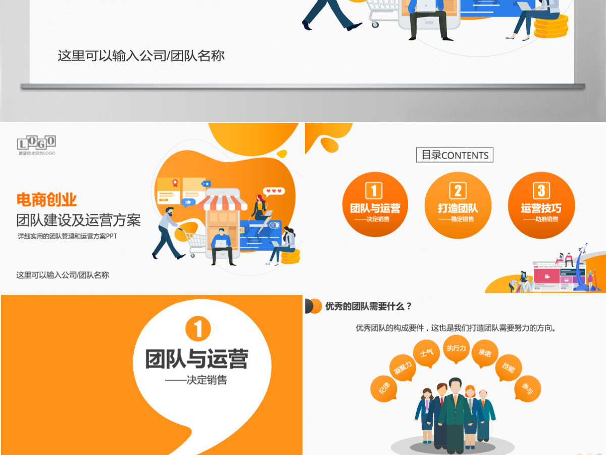 原创电商创业团队运营方案及团队管理技巧PPT