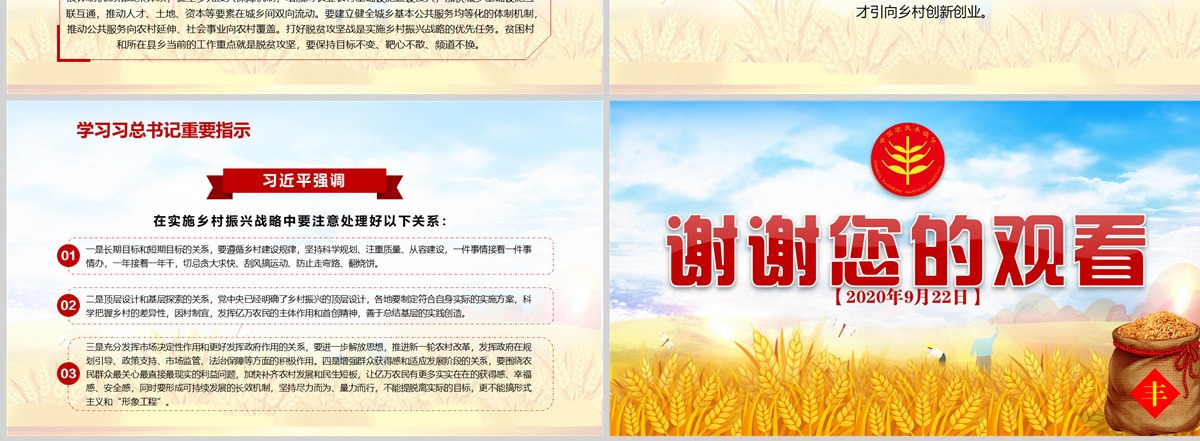 2020手绘插画风中国农民丰收节乡村振兴PPT