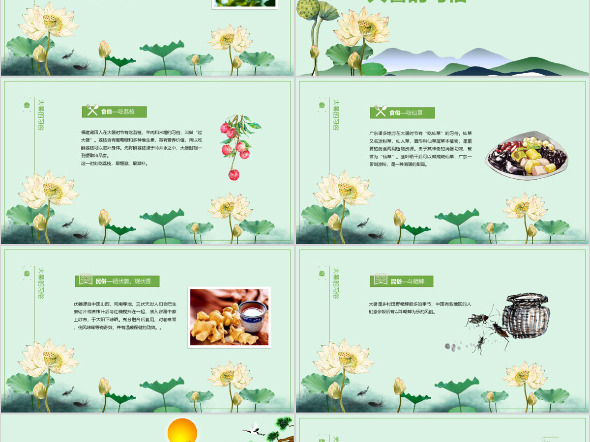 中国风传统二十四节气之大暑PPT模板