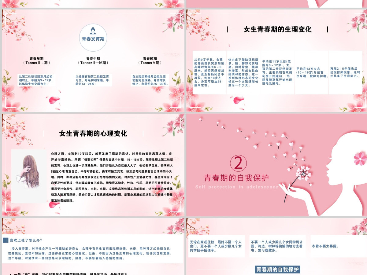 粉色温馨女生青春期心理健康预防性侵害安全主题教育班会 粉色温馨女生青春期心理健康预防性侵害安全主题教育班会