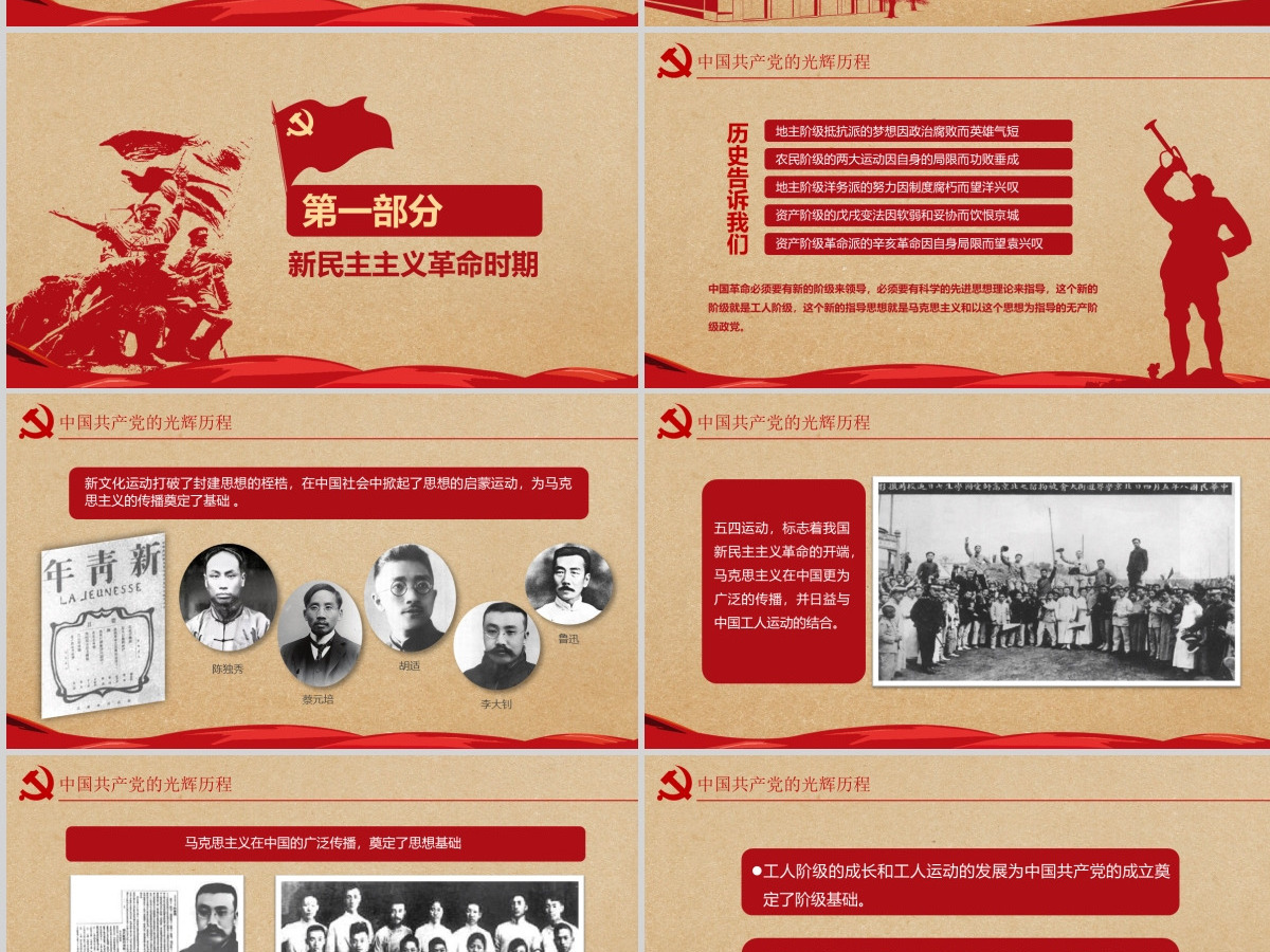党的光辉历程教育培训学习建党节PPT模板-含讲稿