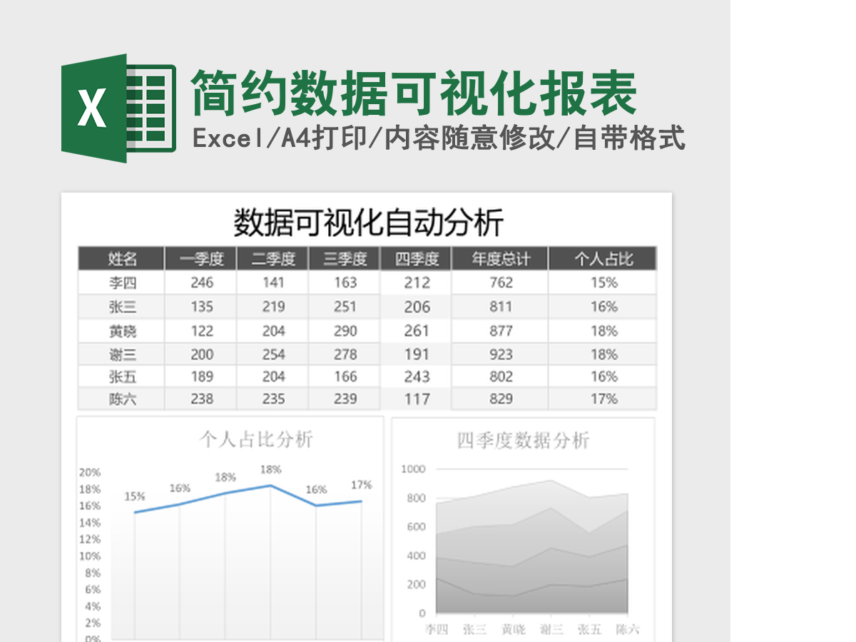 简约数据可视化报表excel模板 简约数据可视化报表excel模板