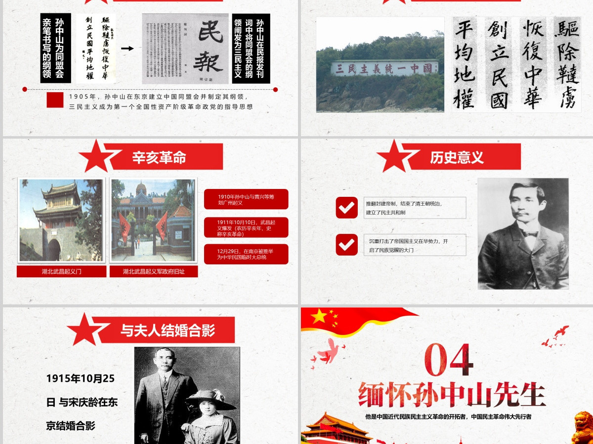 原创孙中山诞辰日逝世纪念日辛亥革命PPT模板-版权可商用