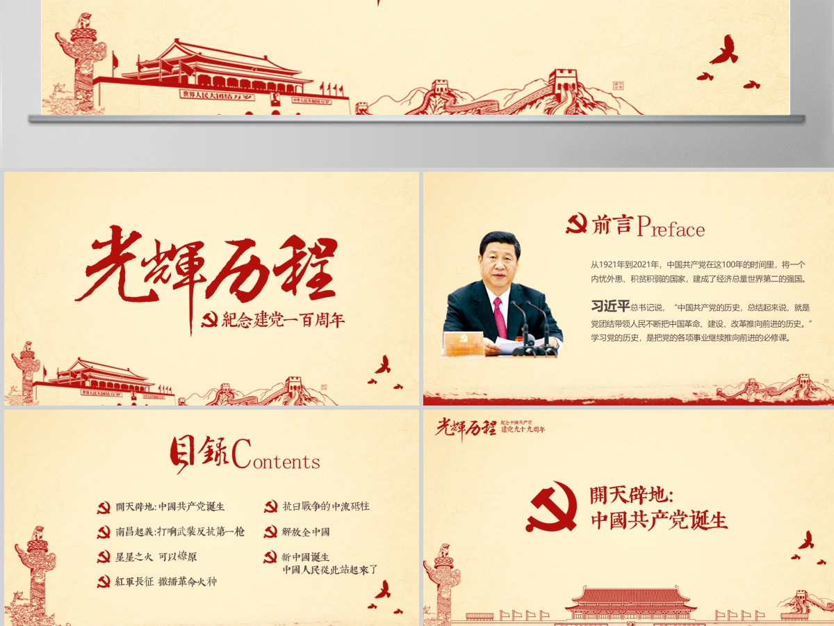 光辉的历程纪念建党100周年党课PPT模板