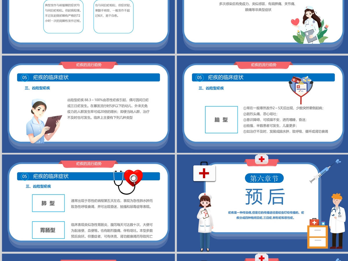 2022医疗医院疟疾卡通简约风预防医护学生汇报培训讲课PPT