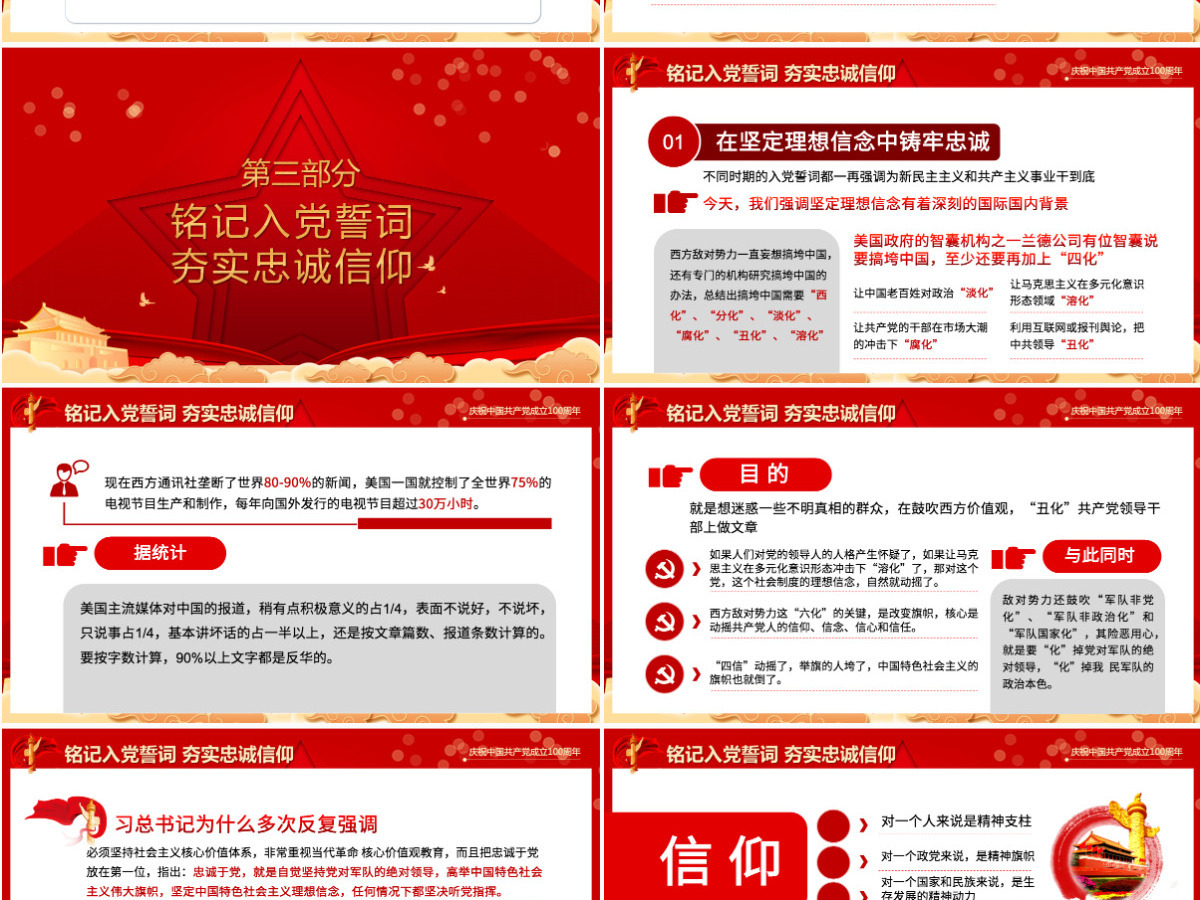 2021从入党誓词领悟党员的初心和使命PPT红色建党100周年迎七一系列党课课件-含讲稿
