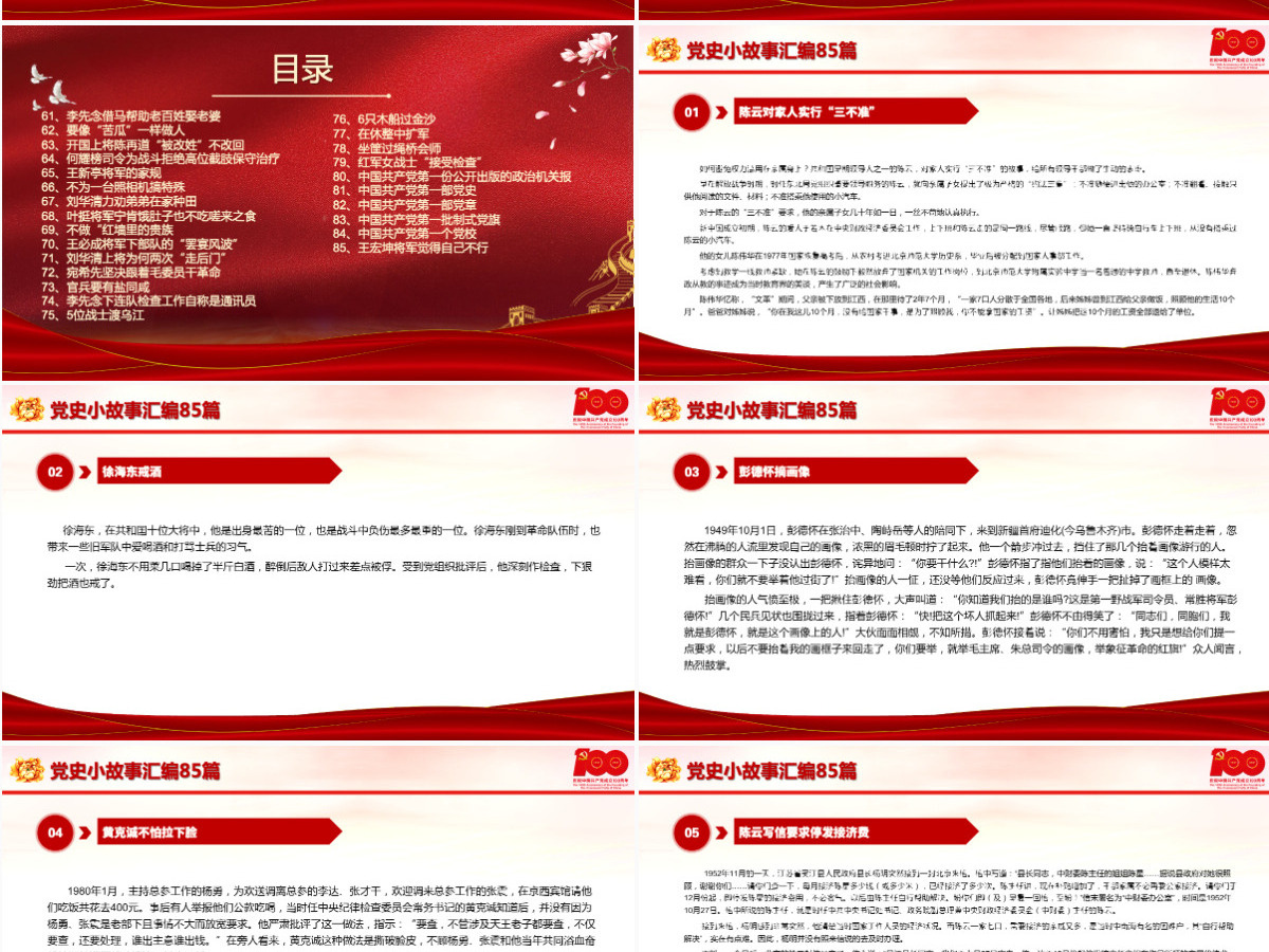 1921-2021党史小故事汇编85篇PPT中小学生学党史红色教育专题党课PPT模板-含讲稿 1921-2021党史小故事汇编85篇PPT中小学生学党史红色教育专题党课PPT模板-含讲稿