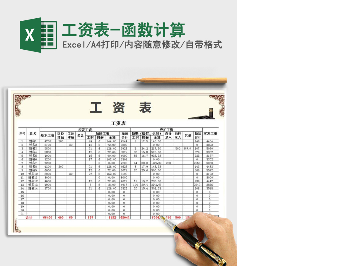 2021年工资表-函数计算 2021年工资表-函数计算