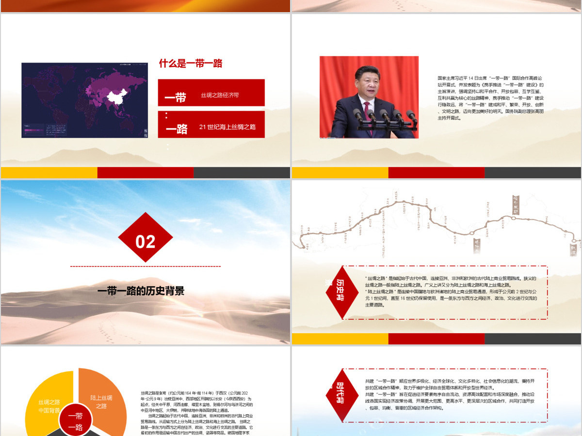 一带一路（党建）新丝绸之路PPT模版