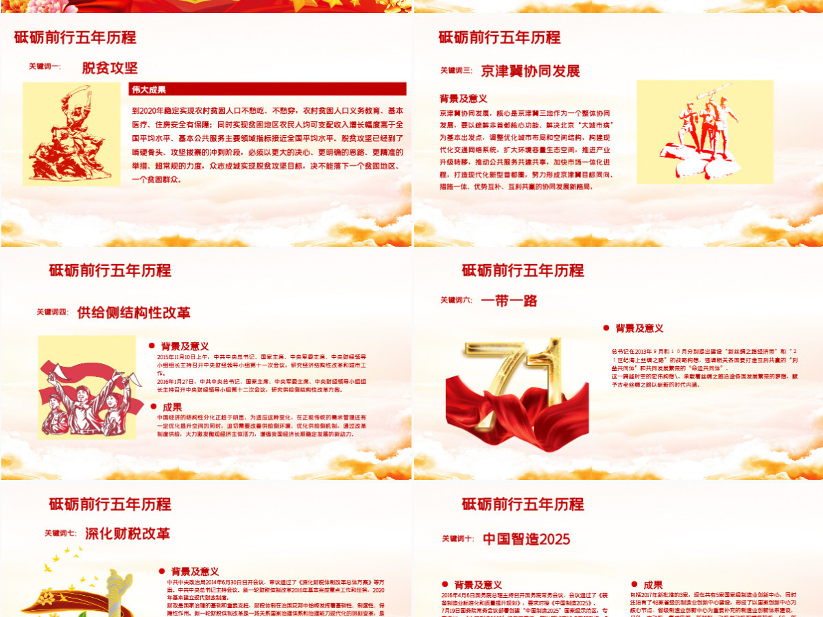 党建风新中国成立71周年建国国庆节PPT模板