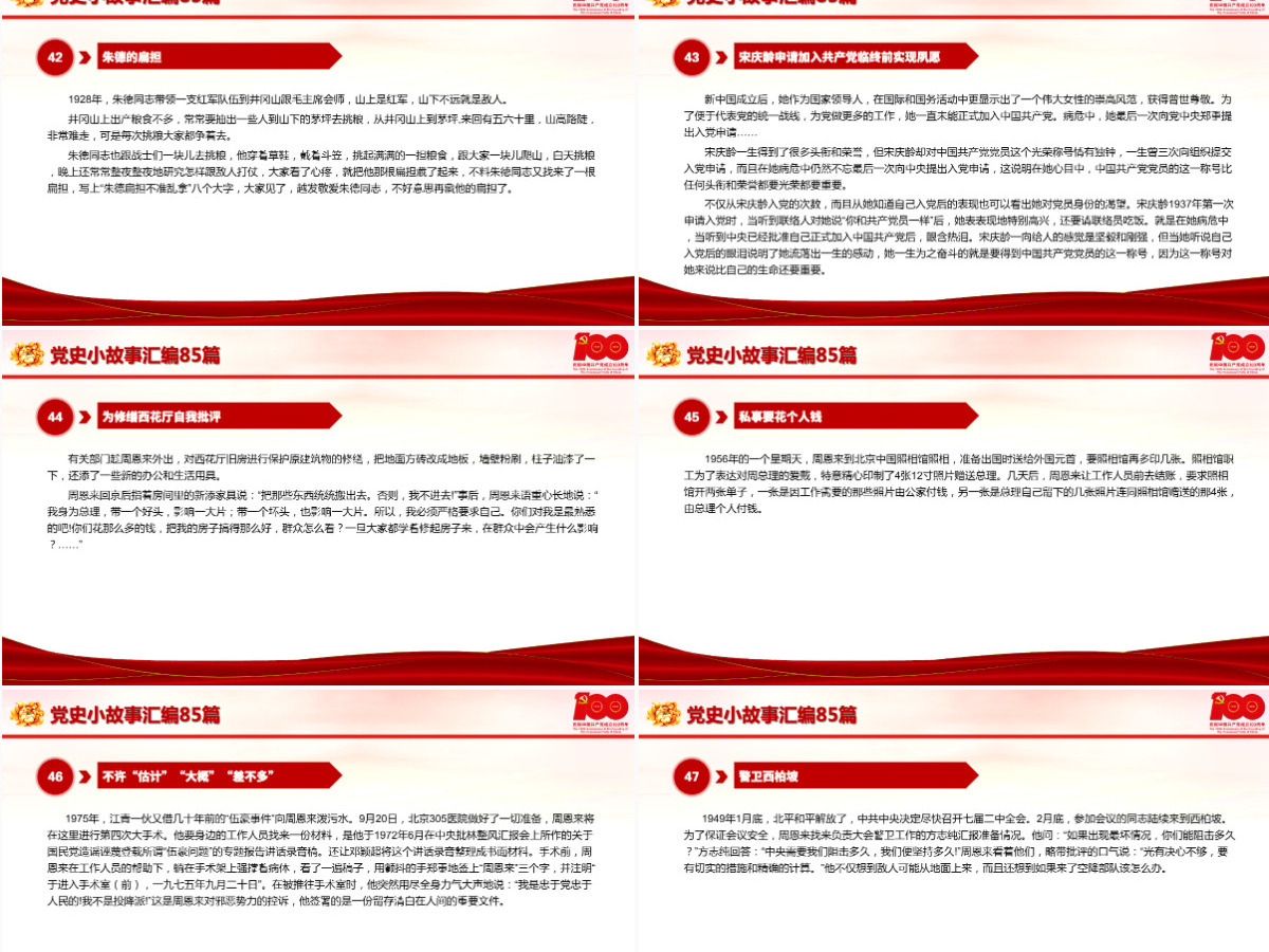1921-2021党史小故事汇编85篇PPT中小学生学党史红色教育专题党课PPT模板-含讲稿 1921-2021党史小故事汇编85篇PPT中小学生学党史红色教育专题党课PPT模板-含讲稿