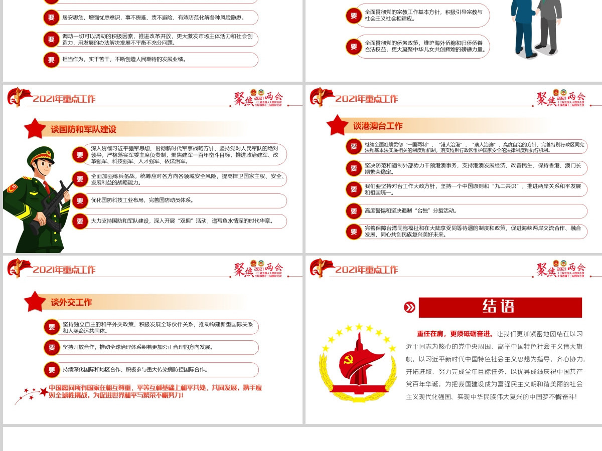 红色聚焦两会2021政府工作报告学习解读ppt-含讲稿