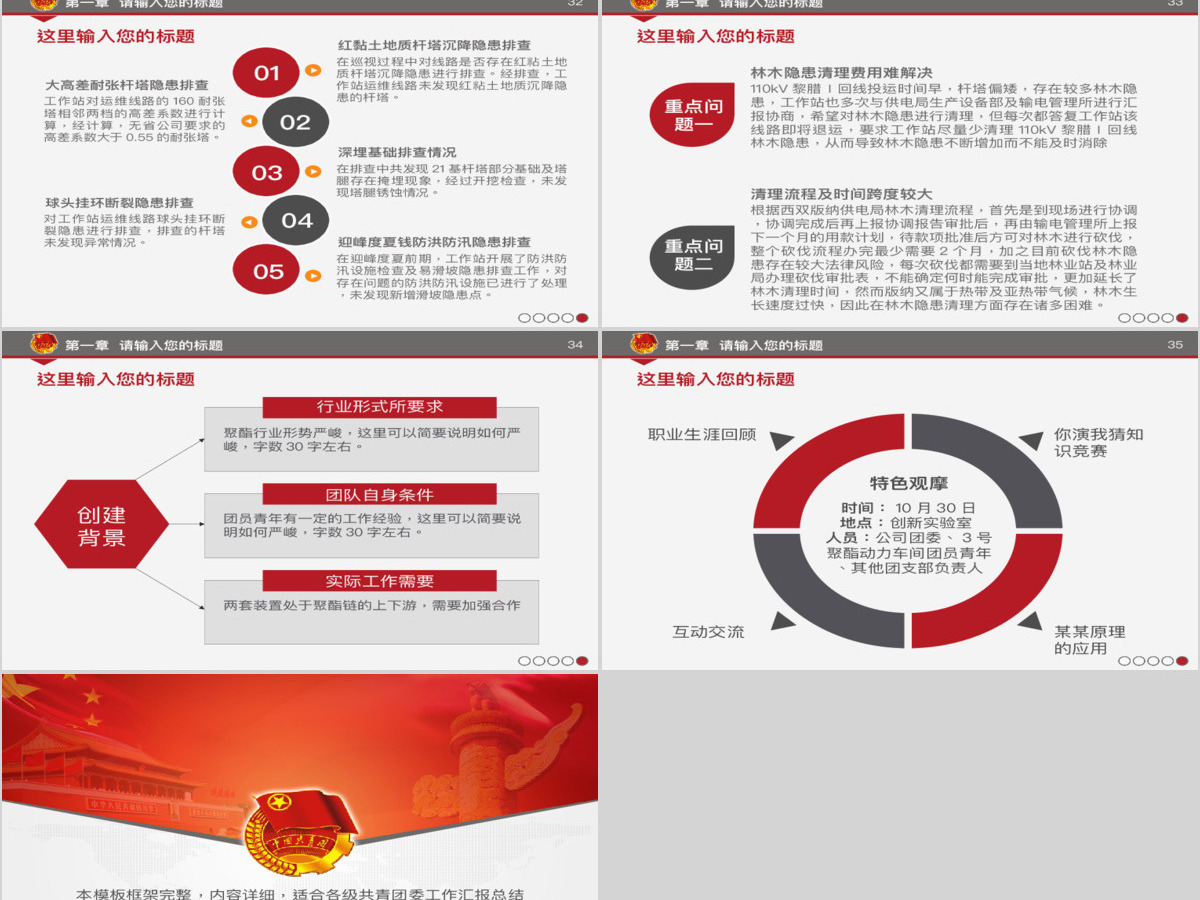 共青团团委团支部工作汇报PPT模板
