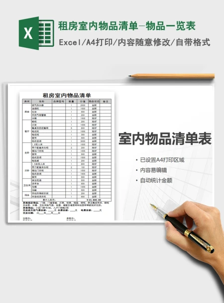 2021年租房室内物品清单-物品一览表 2021年租房室内物品清单-物品一览表