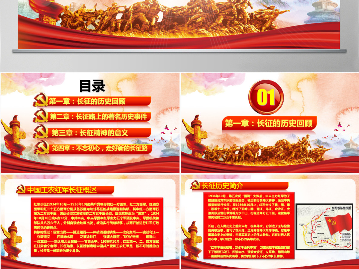 纪念红军长征胜利85周年大气完整PPT-含讲稿