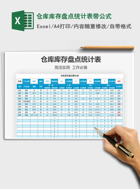 2021年仓库库存盘点统计表带公式