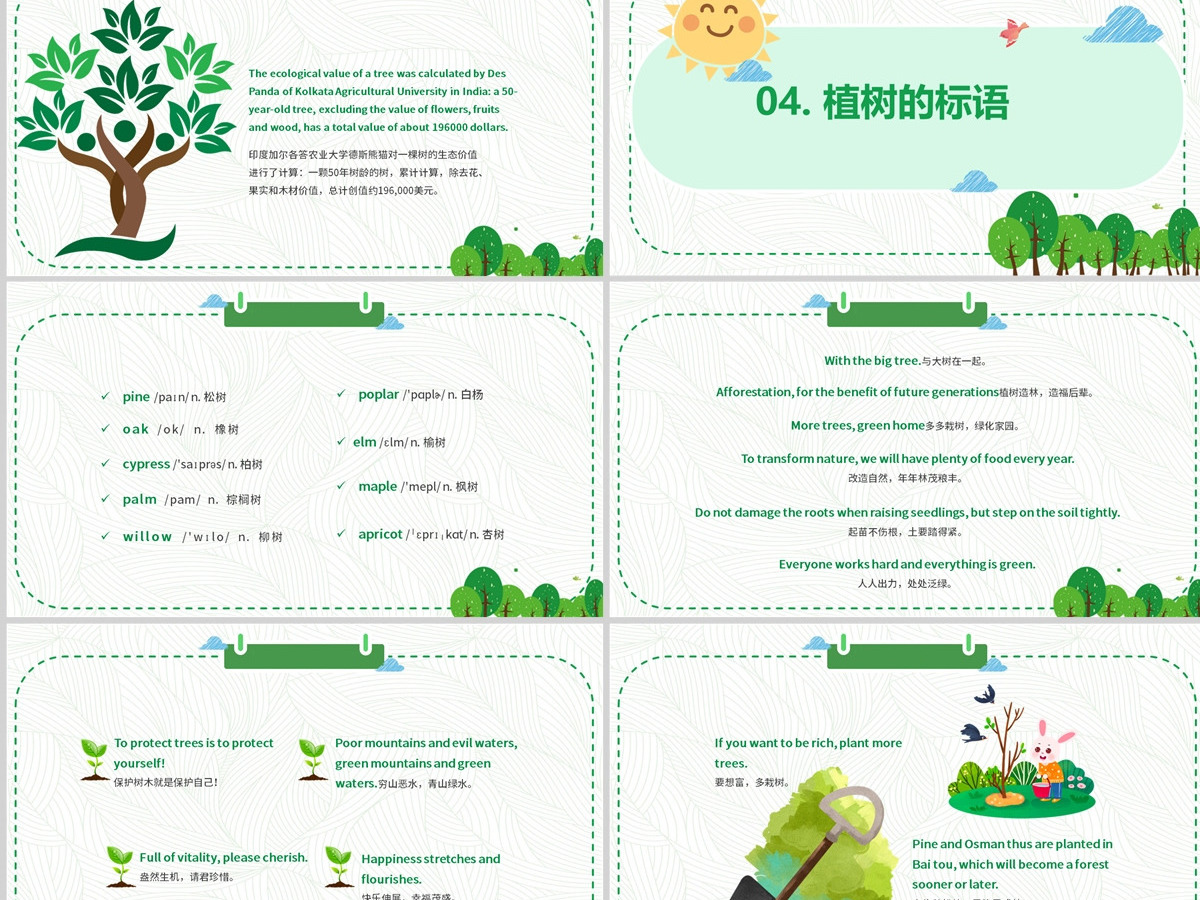 2023植树节英文介绍PPT绿色卡通风植树节英文介绍课件模板下载 2023植树节英文介绍PPT绿色卡通风植树节英文介绍课件模板下载